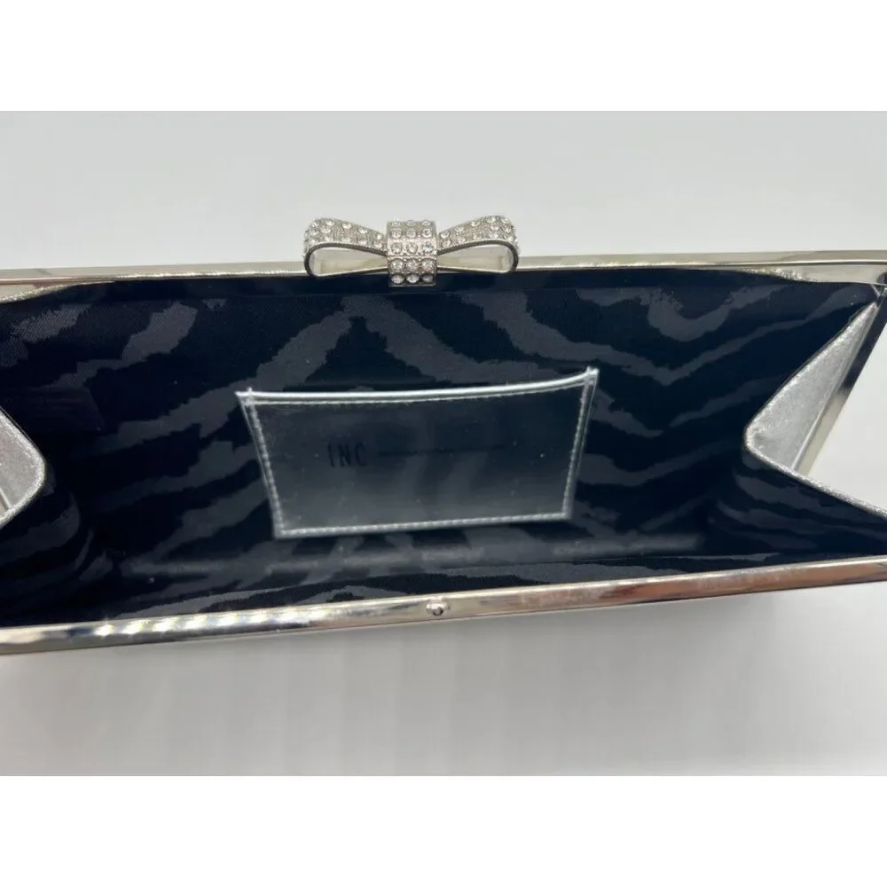 I.N.C. Carolyn Sliver Glitter Clutch Purse Women's Bag